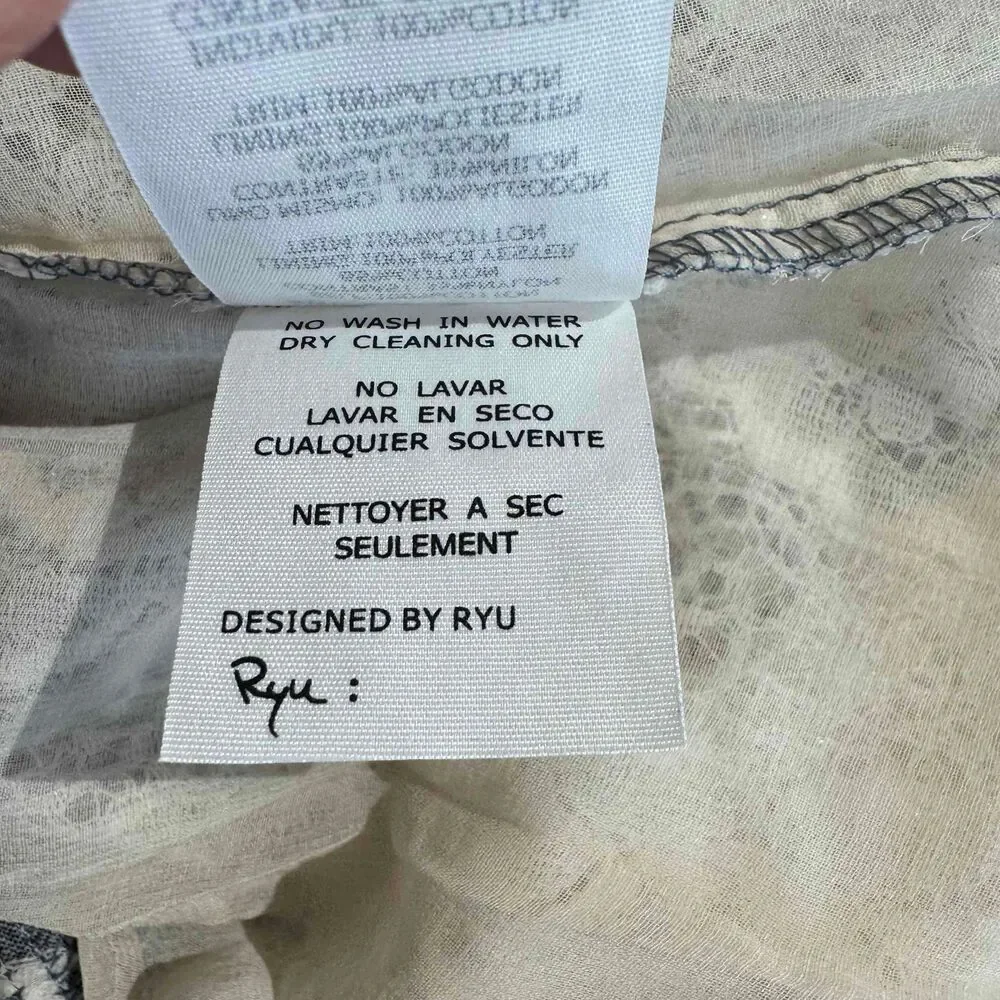 Ryu Anthropologie Peasant Dress Lace Detail Spring Cottagecore Tie Back Medium - Picture 12 of 15